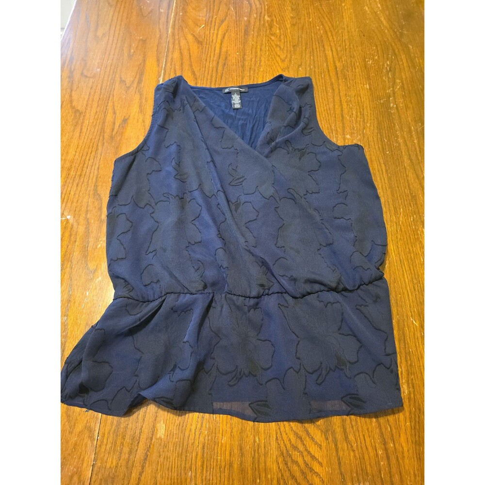 INC Animal Solid Blue Print Blouse